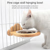 Adjustable Hanging Pet Bowl - Bear Design, Porcelain, Pine Wood