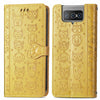 For Asus Zenfone 8 Flip Lovely Cat and Dog Embossing Pattern Horizontal Flip Leather Case , with Holder & Card Slots & Wallet & Cartoon Clasp & Lanyard(Yellow)