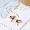E2104-4 Red Bird Long Ear Wire Women Simple Earrings