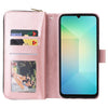 For Samsung Galaxy A06 4G 9-Card Slots Zipper Wallet Bag Leather Phone Case(Rose Gold)