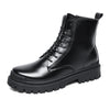Men Martin Boots Motorcycle Leather Boots High Top Work Boots, Size: 42(BH-A008 Black)