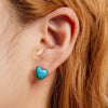 S925 Sterling Silver Heart Turquoise Ear Stud Women Earrings