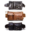 8135 Men Outdoor Sports Multifunctional Cowhide Leather Waist Bag(Green Oil)