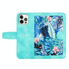 For iPhone 12 Pro Max Floral Pattern Leather Phone Case with Lanyard(Green)