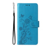 For Redmi K70 / K70 Pro Embossed Butterfly Flowers Leather Phone Case(Blue)