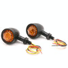 1pair Motorcycle Universal Retro LED Turn Signal Light(Black Shell Yellow Cover)