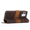 For iPhone 12 mini Grid Stitching Leather Phone Case with Lanyard(Brown)