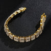 NL075H Street Hip Hop Square Rock Candy Necklace Bracelet, Size: 18cm (Gold)