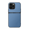 For iPhone 15 Pro Max Litchi Leather Magnetic Full Coverage Shockproof Phone Case(Blue)