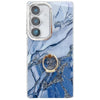 For Samsung Galaxy A36 5G Electroplated Marble Texture Ring Holder Phone Case(Navy Blue S17)