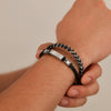 OPK PH1587 Stainless Steel Glossy Double Braided Leather Magnetic Insert Buckle Bracelet