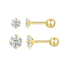 S925 Sterling Silver Platinum Plated Zircon Stud Earrings Jewelry, Color: Black Zircon L