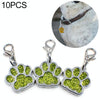 10 Light Green Enamel Paw Print Charms - Jewellery Making