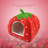 Foldable Strawberry Pet Bed House, Plush Nest, XS Cat/Small Dog