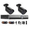 720P HD CCTV Kit - 2 Bullet Cameras, Night Vision, DVR, Remote View (Black)