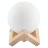 10cm Patted 3D Print Jupiter Lamp, USB Charging 7-Color Changing Energy-saving LED Night Light with Wooden Holder Base