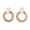 Rattan Wooden Vintage Handmade Dangle Earrings(White 2)