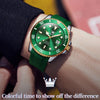 OLEVS 6650 Men Luminous Waterproof Silicone Strap Mechanical Watch(Green + Gold)