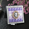 Handmade DIY Diamond Portable Double Sided Folding Mirror Gem Beauty Head(Purple)