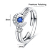 2pcs J259 Ladies Romantic Star Moon Stacked Open Rings(Adjustable)