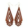 1 Pair Natural Wooden Earrings Geometic Hollow Triangle Personality Simple Fashion Jewelry For Woman, Metal Color:Green