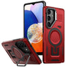 For Samsung Galaxy A14 Shield Hollow Frame Holder MagSafe Phone Case(Red)