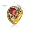 Retro Round Gemstone Carved Soldier Army Military Titanium Steel Ring for Men, US Size: 11, Diameter: 20.7mm, Perimeter: 65mm(Red)