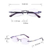 Women Rimless Rhinestone Trimmed Purple Presbyopic Glasses, +4.00D