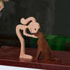 Wooden Human Dog Ornaments Office Home Wood Carving Decoration(B45)