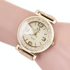 FULAIDA Women Rhinestone Gold Powder PU Leather Strap Quartz Watch(Grey)