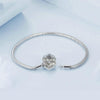 S925 Sterling Silver Plated White Gold Heart DIY Basic Bracelet, Length: 19cm