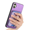 For Samsung Galaxy A05 Retro Cross Leather Ring Vertical Insert Card Bag MagSafe Phone Case(Purple)