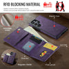 For Samsung Galaxy S24 Ultra 5G DG.MING M6 Series RFID Tri-fold Card Bag Removable Leather Phone Case(Purple)