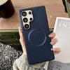 For Samsung Galaxy S25 Ultra 5G CD Magsafe Magnetic Litchi Texture Phone Case(Blue)