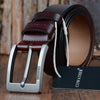 COWATHER XF004 Men Two-Layer Cowhide Business Casual Pin Buckle Belt, Length (cm): 100cm(Silver Buckle Coffee Color)