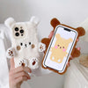 For iPhone 14 Pro 3D Smiling Little Bear Plush Phone Case(Brown)