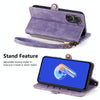 For ASUS Zenfone 9 Geometric Zipper Wallet Side Buckle Leather Phone Case(Purple)