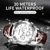OCHSTIN 6097B Multifunctional Quartz Waterproof Luminous Men Leather Watch(Silver+Coffee)