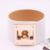 Punk Wide Leather Bracelets Bangles for Women Cuff Bracelet (White)