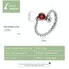 S925 Sterling Silver Retro Snake Heart Zircon Women Open Ring, Size:6