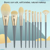 10 PCS / Set Makeup Brush Corn Silk Fiber Hair Loose Powder Brush Face And Eye Makeup Brush, Style:With Green Cylinder