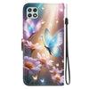 For Samsung Galaxy A22 5G Crystal Texture Colored Drawing Leather Phone Case(Butterfly Love Flower)