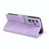 For Samsung Galaxy A35 5G Rose Flower Embossed 3-Card Slots Leather Phone Case(Purple)