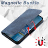 For iPhone 12 Pro Max Suteni J07 Multi-functional Horizontal MagSafe Denim Leather Phone Case(Blue)