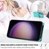 For Samsung Galaxy S25 5G Ring Holder Card Bag Skin Feel Phone Case(Green)
