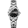BINBOND B5552 Luminous Multifunctional Business Calendar Quartz Watch(Female-White Steel-Black)
