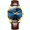 OLEVS 6898 Men Fashion Waterproof Dual Calendar Quartz Watch(Brown Blue)