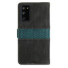 For Samsung Galaxy S20 FE Grid Stitching Leather Phone Case with Lanyard(Black)