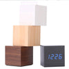 Multicolor Sounds Control Wooden Clock Modern Digital LED Desk Alarm Clock Thermometer Timer Black Red