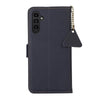 For Samsung Galaxy A36 Side-Magnetic TJ Genuine Leather RFID Phone Case(Blue)